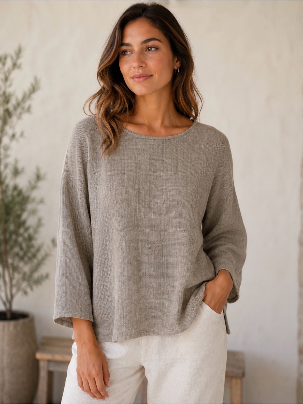Eileen Fisher Top Blouse 100% Linen
